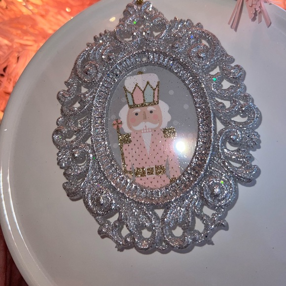 Custom pink pastel Nutcracker ornament silver embellished sparkling pink vintage - Picture 4 of 6